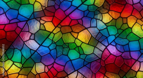 Vibrant Stained Glass Mosaic: A Kaleidoscope of Colors and Textures.