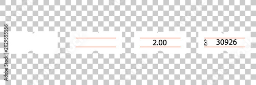 Fotografie Self-adhesive paper price tag with two red stripes