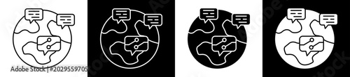 Quadro su tela Language Icon Black And White Vector Illustration.
