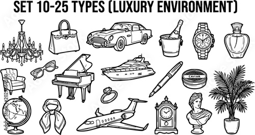 Bild auf Leinwand Luxury Lifestyle Environment Objects Set