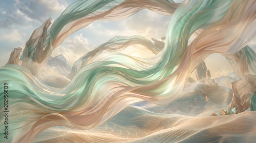 Surreal landscape with abstract flowing organic shapes landscape abstract