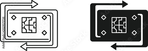 Canvas Print Smart card icon set line and solid style for security technology