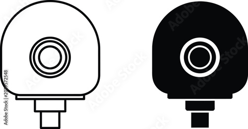 Fotografie Security camera line art icons black and white vector illustration