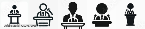 Fotografía Vector silhouette of person speech in podium