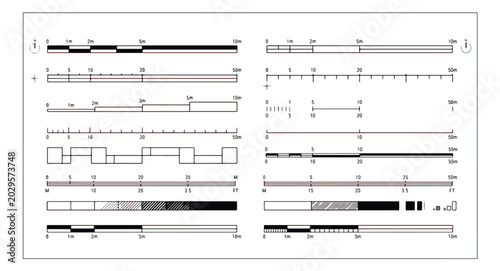 Photos Architectural scale bar collection, technical map ruler vector set, professional