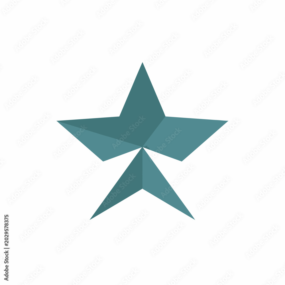 Obraz premium Geometric teal five pointed star icon isolated on white background.