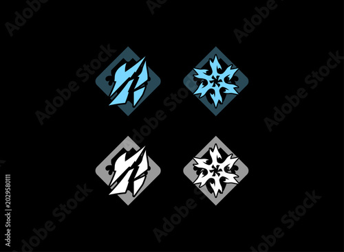 Fotografi Fantasy Ice Element Icons Set for RPG Game UI and Mobile Fantasy Interface