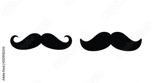 Fotografie Two black mustache silhouettes against a white background classic facial hair st