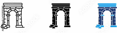 Foto Historical Architecture Stone Archway and Heritage Ruin Icon.