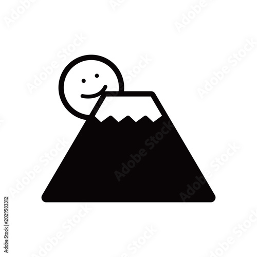富士山のアイコン（モノクロ）