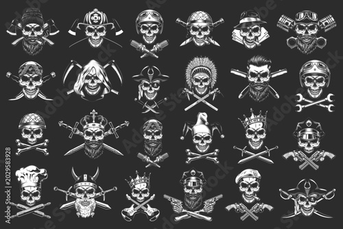 Varied skull designs
