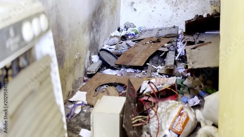 Garbage Inside Apartment Flat Showing Dirty Living Conditions, Indoor Waste Pollution, Unclean Home Environment and Hygiene Neglect Scene