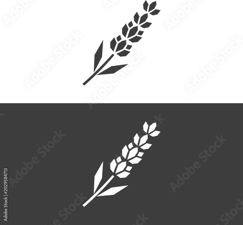 Minimalist geometric lavender logo design template. Vector botanical lavender branch illustration for luxury spa, essential oil, and organic cosmetics branding.