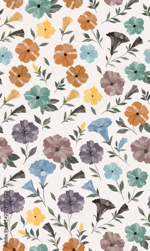 Spring colourful floral seamless pattern 