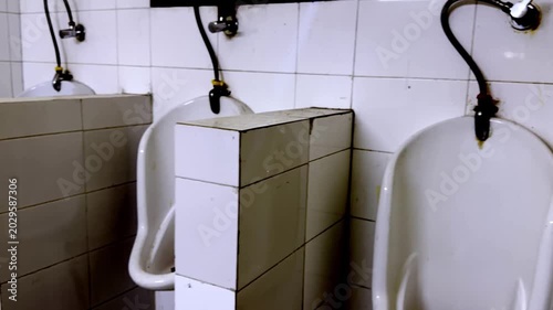 Standing Toilet for Men in Office Washroom, Modern Restroom Interior, Hygiene Facility, Sanitation Equipment and Corporate Bathroom Design