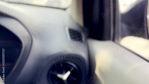 Modern Car Dashboard with Steering Wheel, Digital Controls, Speedometer Display, Automobile Interior and Advanced Driving Technology Features