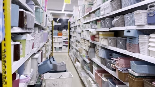 Modern Appliance Shopping Store with Various Home Electronics, Kitchen Equipment, Consumer Technology Products and Retail Interior Display