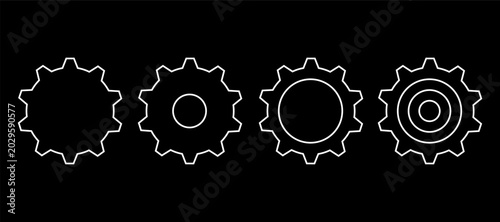 Obraz na płótnie Set of gear icons with different center designs