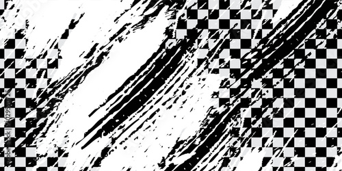 Photos Race flag grunge background, car rally or motocross finish flag with vector checker pattern