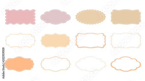 Obraz na plátně Colorful Cute Geometric Shapes Vector Set with Scalloped Borders, Pastel Arch Ov