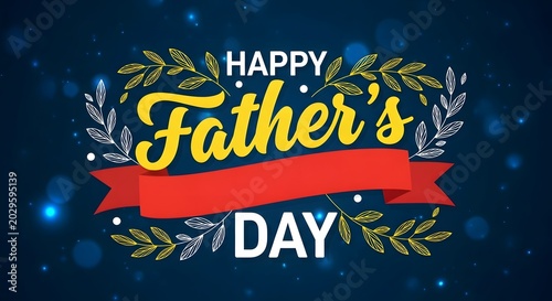 happy fathers day text with blue background