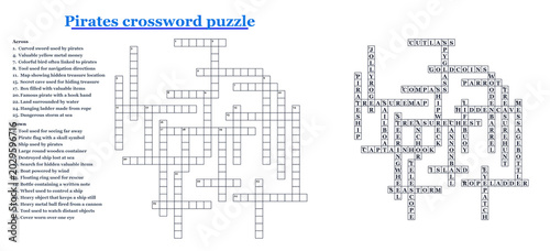 Pirates crossword puzzle printable adventure learning worksheet