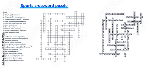Sports crossword puzzle printable fitness learning activity
