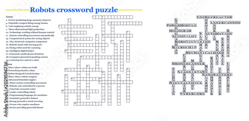 Robots crossword puzzle printable STEM learning worksheet