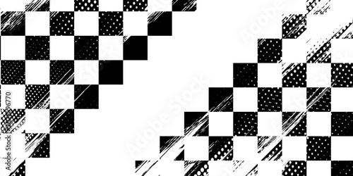 Foto Grunge background of a racing flag, car rally or motocross finish flag with a vector checkered pattern