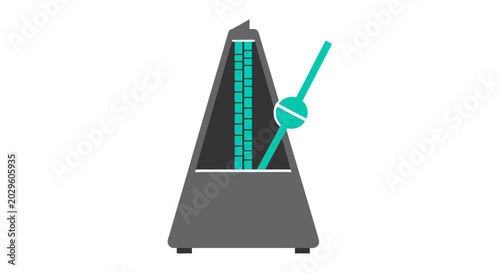 Fotografie flat vector illustration of metronome with swinging pendulum