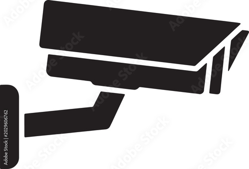 Foto Security camera silhouette, surveillance system icon, isolated on transparent background