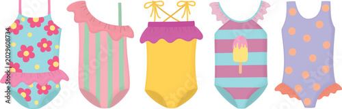 Fotografía Illustration with colorful one-piece swimsuits