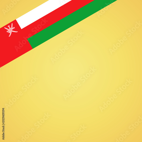 Corner ribbon flag of Oman for a top left area of a page.