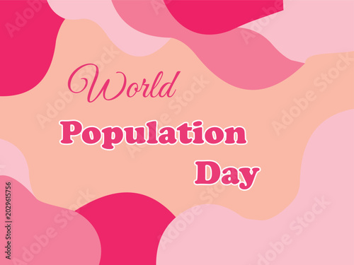 Vibrant pink and magenta abstract shapes background with world population day text