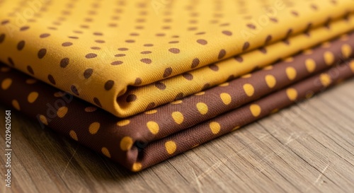 Polka Dot Fabric Stack in Brown and Gold