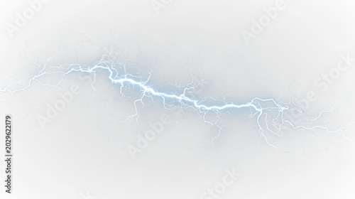 Canvas Print Blue and white lightning bolt isolated on transparent background with bright blu