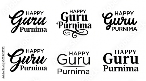 Happy Guru Purnima Typography – Spiritual Calligraphy for Indian Festival Greeting