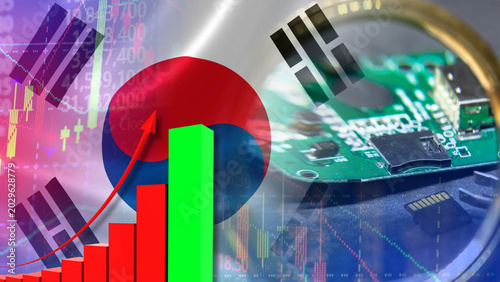 Εκτύπωση καμβά The Rising South Korean Technology and Semiconductor Market Trends Displayed by