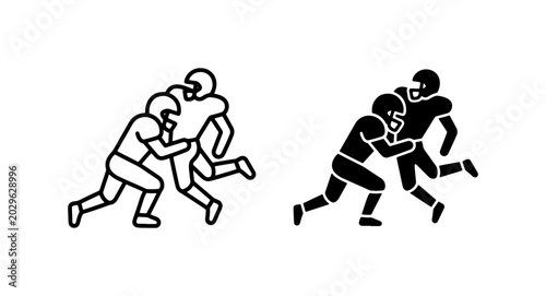 Photos American Football Players Tackling, Sports Action Vector Icons