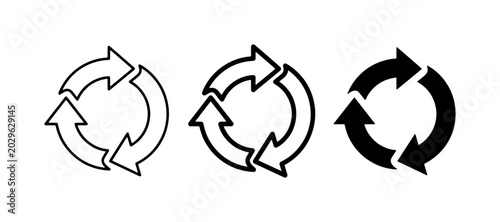 Recycle Arrows Icon Set, Circular Refresh Symbols, Repeat Loop Graphics