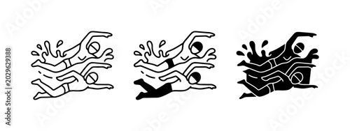 Fotografie Swimming Competition Icons, Aquatic Sport Graphics, Synchronized Swimmers