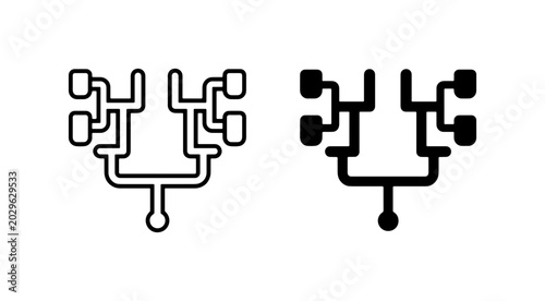 Tableau sur toile Abstract Network Diagram Vector Icons, Branching Structure Concepts