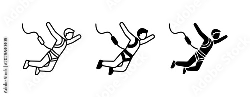 Photos Bungee Jumping Icons, Extreme Sports Vector Graphics, Adventure Activity Symbols