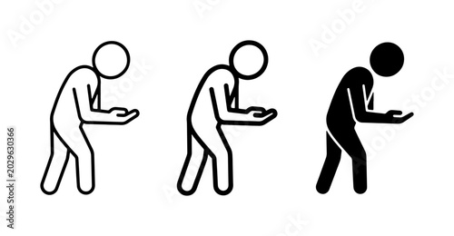 Foto Begging Human Icons, Silhouette, Outline, Simple Figures