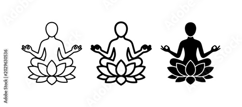 Photography Meditation Icons, Yoga Poses, Lotus Flower, Zen Symbols, Mindfulness Graphics