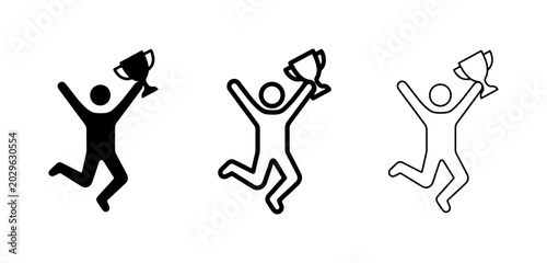 Slika na platnu Celebration Icons, Winner Trophies, Joyful People, Success Symbols
