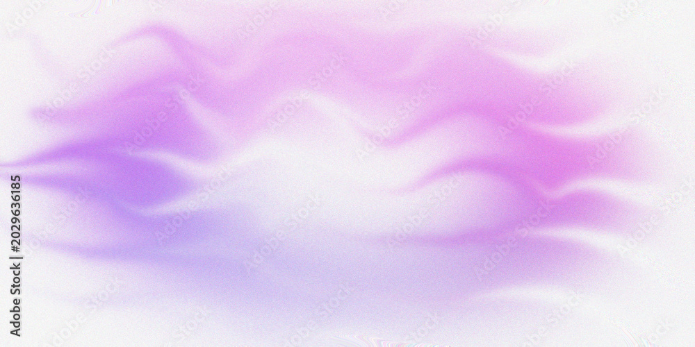 Fototapeta premium Abstract pastel purple and pink wavy cloud shapes with grainy texture on white background.