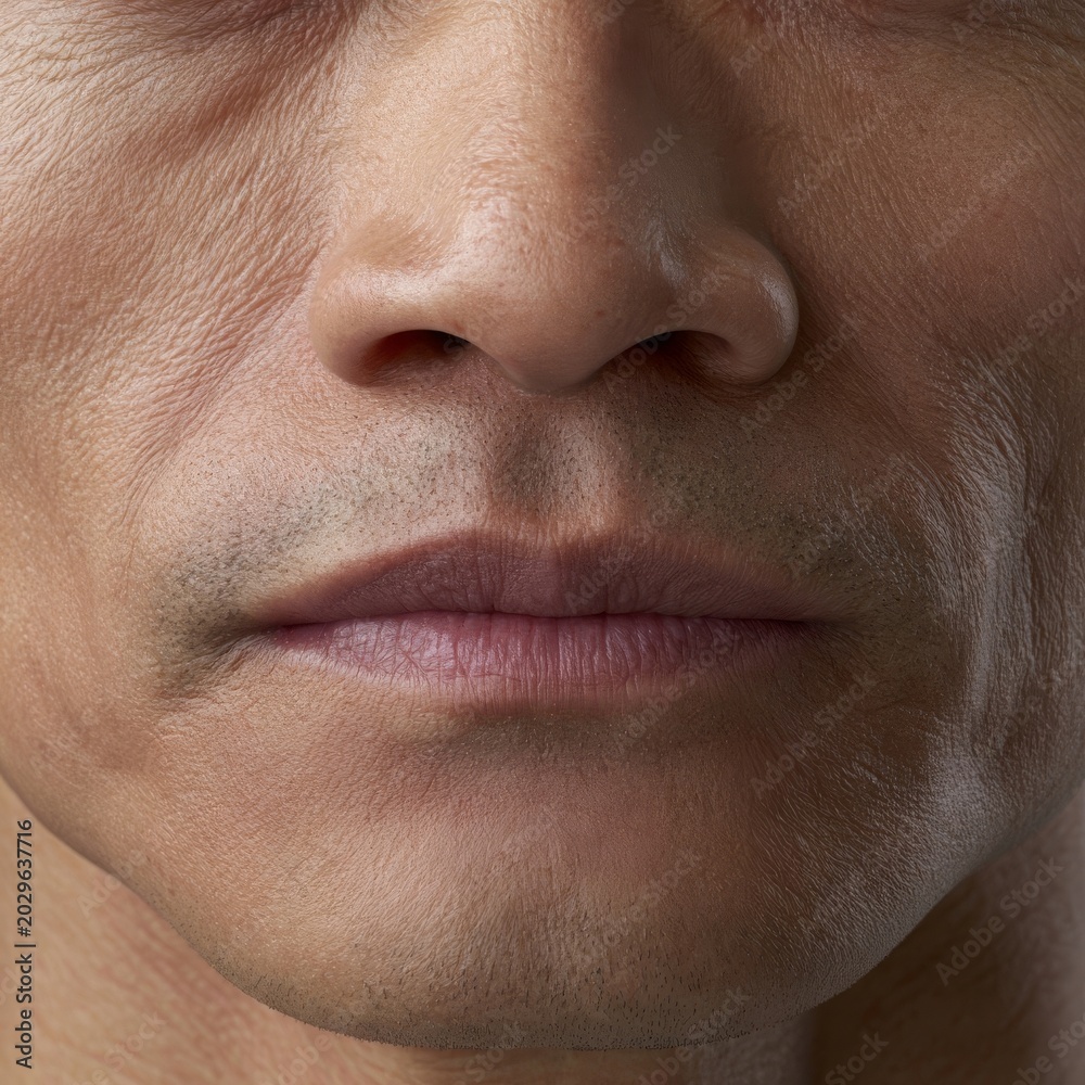 Obraz premium Close-up of a Person's Face Showing Skin Texture
