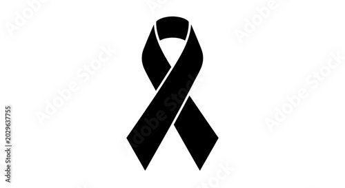 Simple black ribbon icon for mourning and awareness.