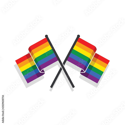 Fotografija Rainbow flags on crossed poles.
